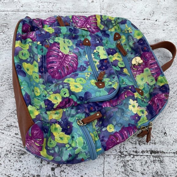 Mimosa Women Backpack Multi color Floral Print Mini Bag Read descr - Picture 6 of 12